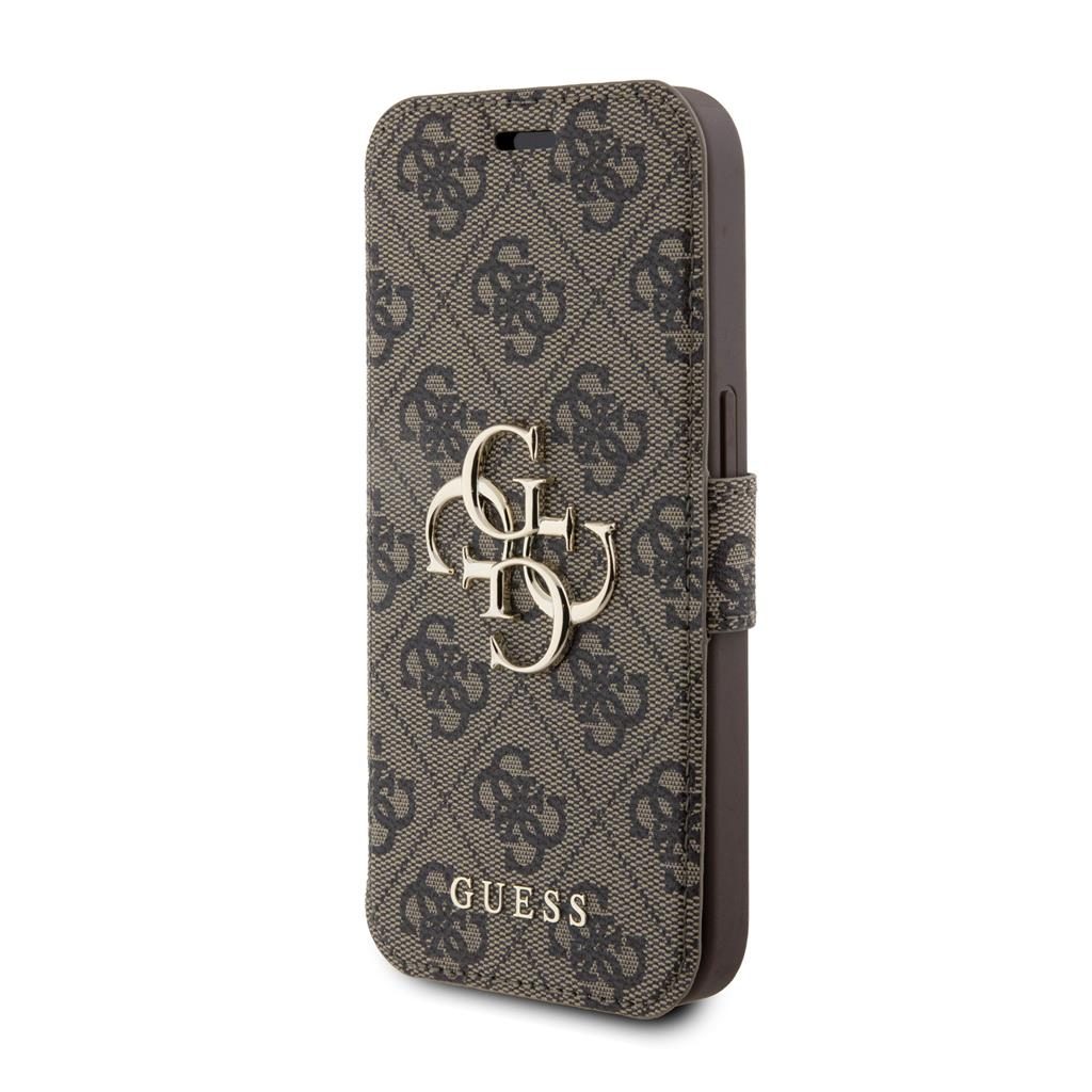 Apple iPhone 15 Pro Max Guess PU Leather 4G Metal Logo könyvtok (Barna) - GUBKP15X4GMGBR