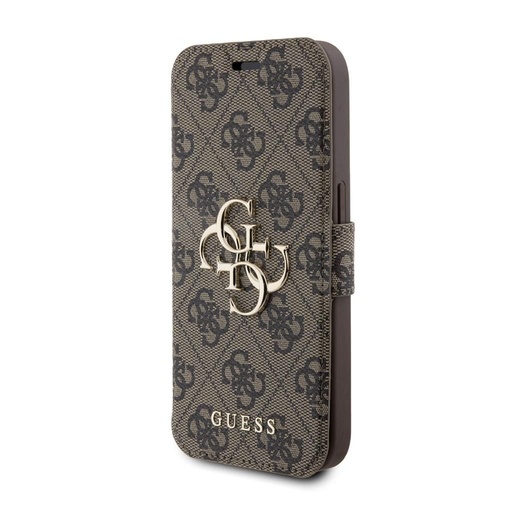 Apple iPhone 15 Pro Max Guess PU Leather 4G Metal Logo könyvtok (Barna) - GUBKP15X4GMGBR