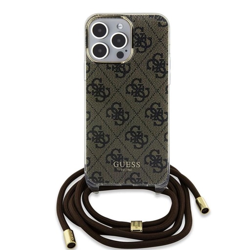 Apple iPhone 15 Pro Max Guess IML 4G Crossbody Strap tok (Barna) - GUHCP15XHC4SEW