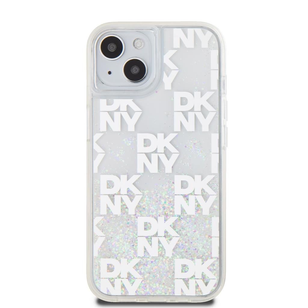 Apple iPhone 15 DKNY Liquid Glitter Checkered Pattern hátlap tok (Áltlátszó - DKHCP15SLCPEPT)