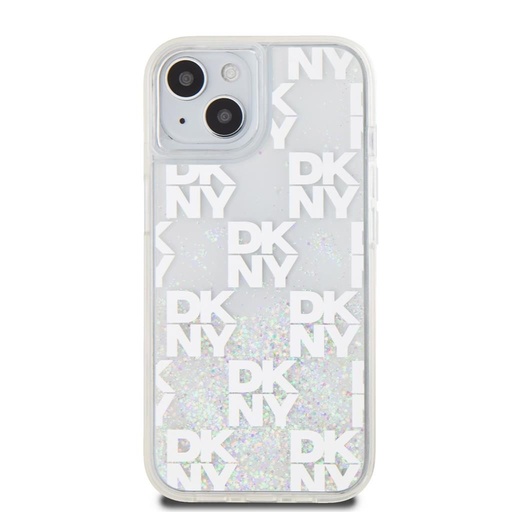 Apple iPhone 15 DKNY Liquid Glitter Checkered Pattern hátlap tok (Áltlátszó - DKHCP15SLCPEPT)
