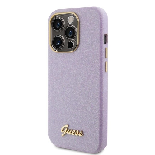 Apple iPhone 15 Pro Guess PU Glitter teljesen fedő tok (Lila) - GUHCP15LPGMCSL