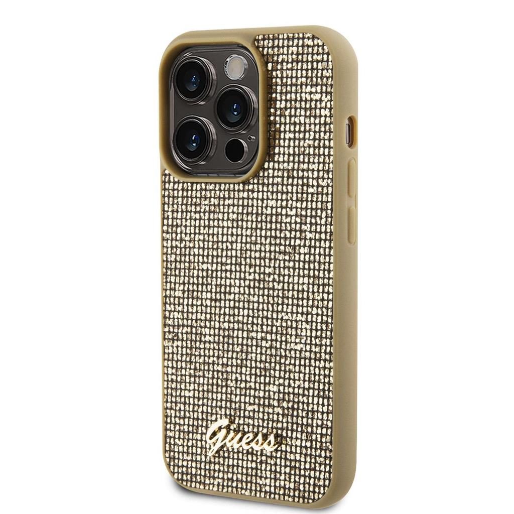 Apple iPhone 15 Pro Guess PU Square Mirror Script Logo tok (Arany) - GUHCP15LPMSDGSD
