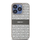 Apple iPhone 15 Pro DKNY PU Leather Repeat Pattern Tonal Stripe hátlap tok (Bézs - DKHCP15LPRTHSLE)