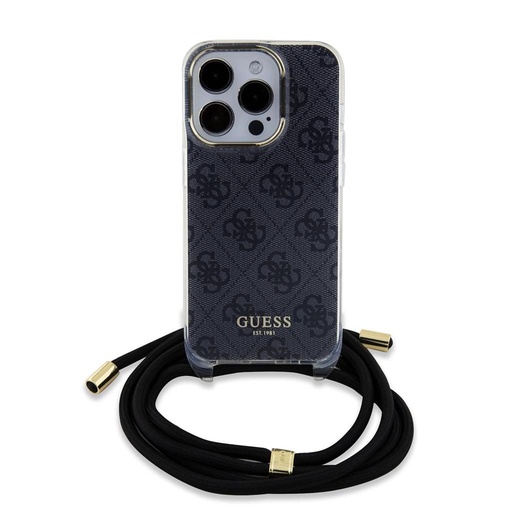 Apple iPhone 15 Pro Guess IML 4G Crossbody Strap tok (Fekete) - GUHCP15LHC4SEK
