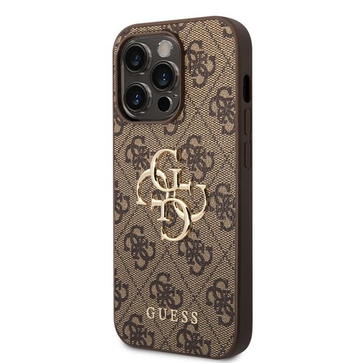 Apple iPhone 15 Pro Max Guess PU 4G Metal Logo tok (Barna) - GUHCP15X4GMGBR
