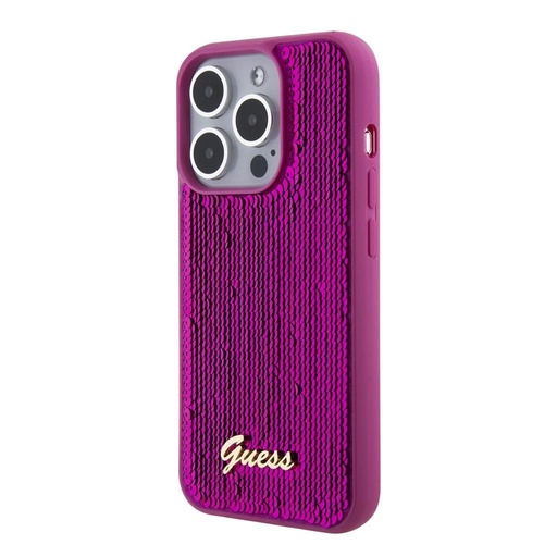 Apple iPhone 15 Pro Max Guess Sequin Script Logo tok (Magenta) - GUHCP15XPSFDGSF