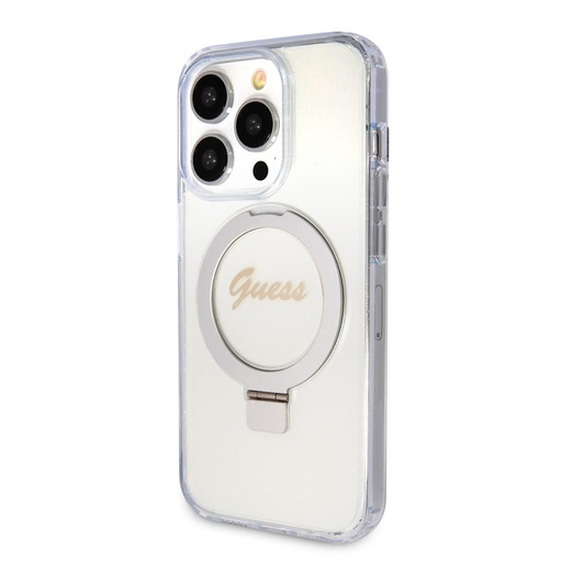 Apple iPhone 15 Pro Guess IML Ring Stand Glitter MagSafe tok (Átlátszó) - GUHMP15LHRSGSD