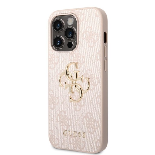 Apple iPhone 15 Pro Max Guess PU 4G Metal Logo tok (Rózsaszín) - GUHCP15X4GMGPI