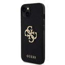 Apple iPhone 15 Guess PU Perforált 4G Glitter Metal Logo tok (Fekete) - GUHCP15SPSP4LGK