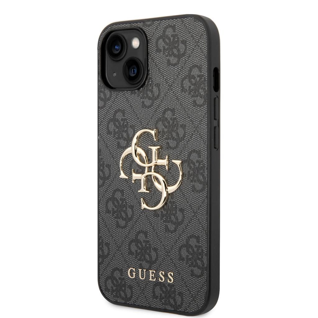 Apple iPhone 15 Guess PU 4G Metal Logo tok (Szürke) - GUHCP15S4GMGGR