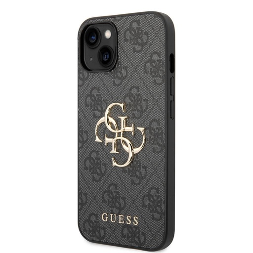 Apple iPhone 15 Guess PU 4G Metal Logo tok (Szürke) - GUHCP15S4GMGGR