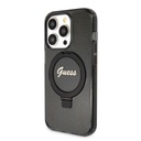 Apple iPhone 15 Pro Guess IML Ring Stand Glitter MagSafe tok (Fekete) - GUHMP15LHRSGSK