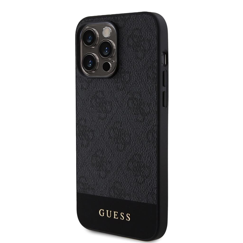 Apple iPhone 15 Pro Guess PU 4G Stripe MagSafe tok (Fekete) - GUHMP15LG4GLGR