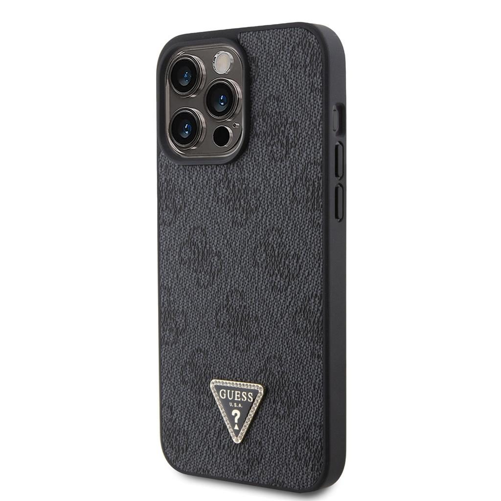 Apple iPhone 15 Pro Max Guess PU 4G Strass Triangle tok (Fekete) - GUHCP15XP4TDPK