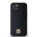 Apple iPhone 15 DKNY PU Leather Repeat Pattern Stack Logo MagSafe hátlap tok (Fekete - DKHMP15SPSHRPSK)