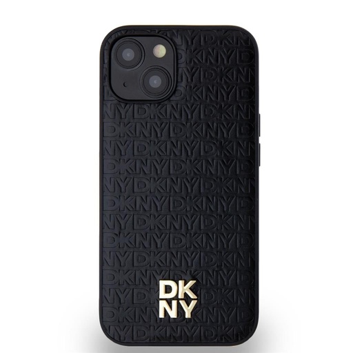Apple iPhone 15 DKNY PU Leather Repeat Pattern Stack Logo MagSafe hátlap tok (Fekete - DKHMP15SPSHRPSK)