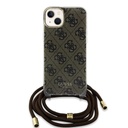 Apple iPhone 15 Guess IML 4G Crossbody Strap tok (Barna) - GUHCP15SHC4SEW