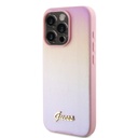 Apple iPhone 15 Pro Max Guess PU Leather Iridescent Metal Script tok (Rózsaszín) - GUHCP15XPSAIRSP