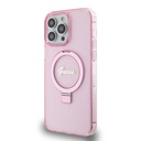 Apple iPhone 15 Pro Max Guess IML Ring Stand Glitter MagSafe tok (Rózsaszín) - GUHMP15XHRSGSP