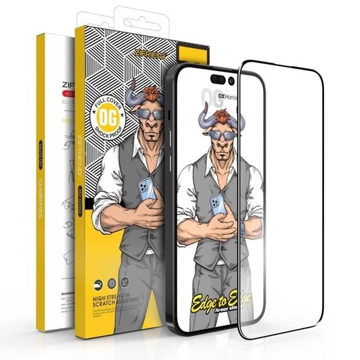 Samsung Galaxy A05S OX Warrior Mr. Gentleman big arc strapabíró üvegfólia Átlátszó Fekete Keret