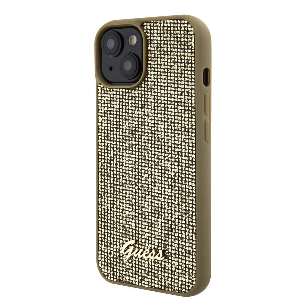 Apple iPhone 15 Guess PU Square Mirror Script Logo tok (Arany) - GUHCP15SPMSDGSD