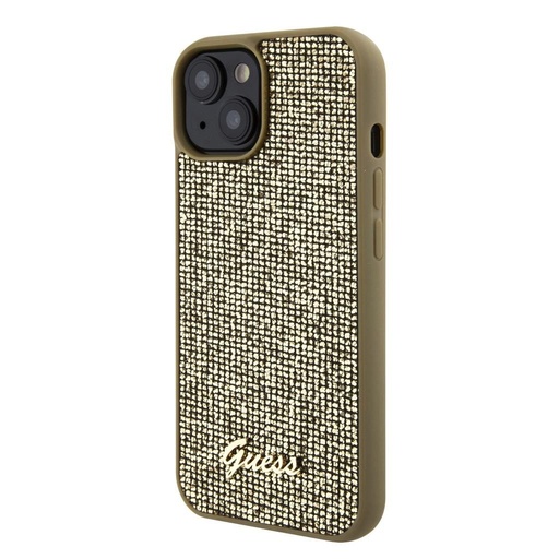Apple iPhone 15 Guess PU Square Mirror Script Logo tok (Arany) - GUHCP15SPMSDGSD