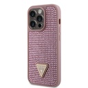 Apple iPhone 15 Pro Guess Rhinestones Triangle Metal Logo tok (Rózsaszín) - GUHCP15LHDGTPP