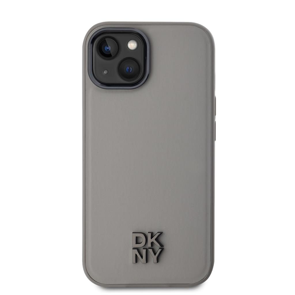 Apple iPhone 15 DKNY PU Leather Stack Logo Magsafe hátlap tok (Szürke - DKHMP15SPSMCSLE)