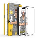 Apple iPhone 16 Pro OX Warrior Mr. Gentleman big arc strapabíró üvegfólia Átlátszó Fekete Keret