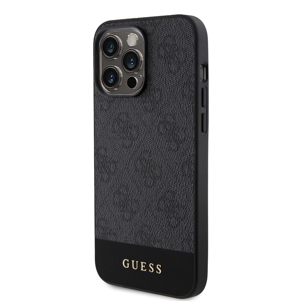 Apple iPhone 15 Pro Max Guess PU 4G Stripe MagSafe tok (Fekete) - GUHMP15XG4GLGR
