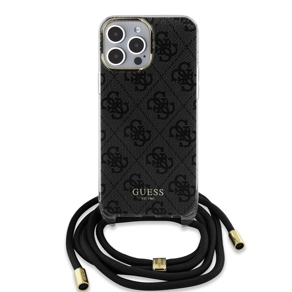 Apple iPhone 15 Pro Max Guess IML 4G Crossbody Strap tok (Fekete) - GUHCP15XHC4SEK