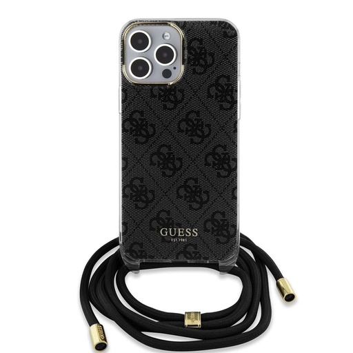Apple iPhone 15 Pro Max Guess IML 4G Crossbody Strap tok (Fekete) - GUHCP15XHC4SEK