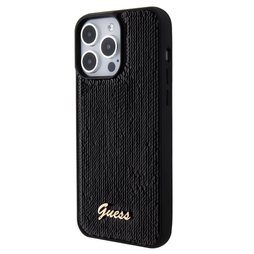 Apple iPhone 15 Pro Guess Sequin Script Logo tok (Fekete) - GUHCP15LPSFDGSK