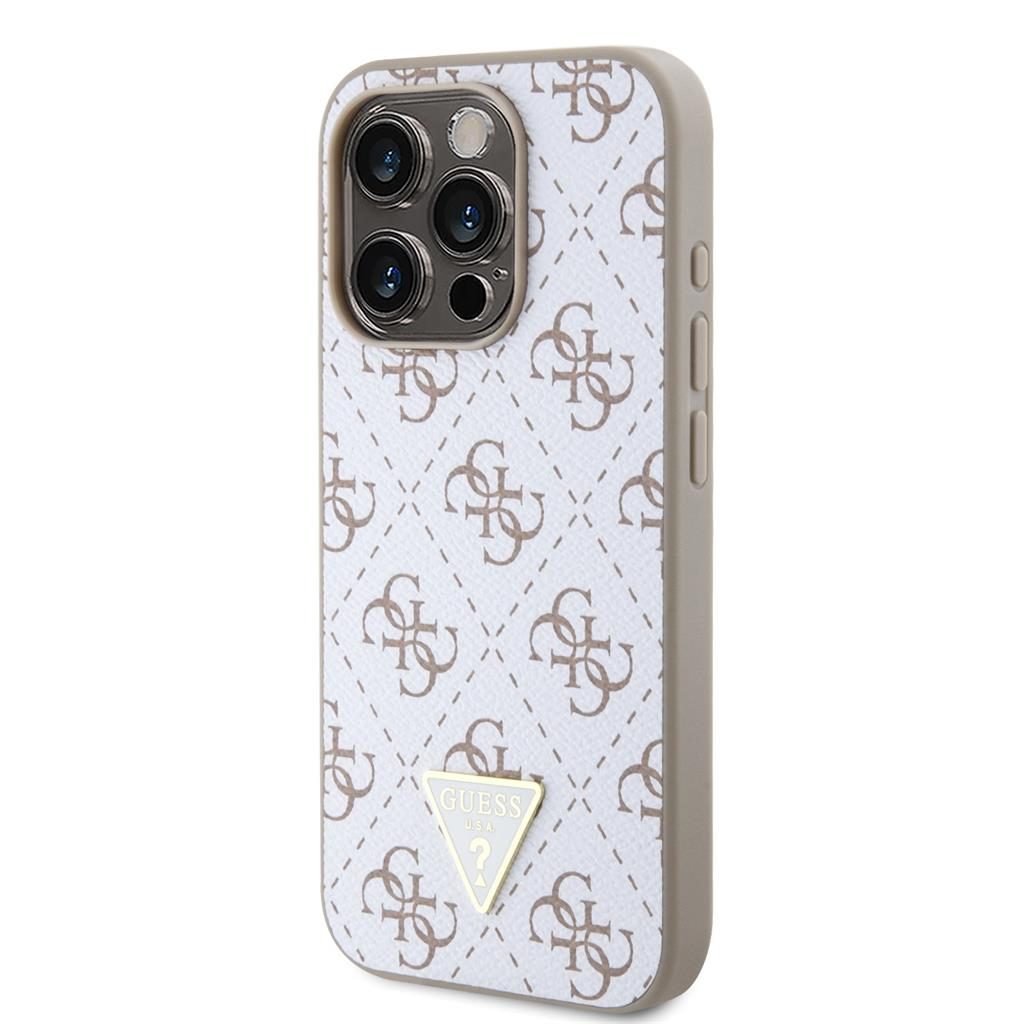 Apple iPhone 15 Pro Guess PU Leather 4G Triangle Metal Logo tok (Fehér) - GUHCP15LPG4GPH