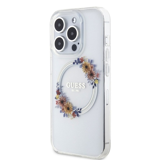Apple iPhone 15 Pro Max Guess Flowers Ring MagSafe tok (Átlátszó) - GUHMP15XHFWFCT