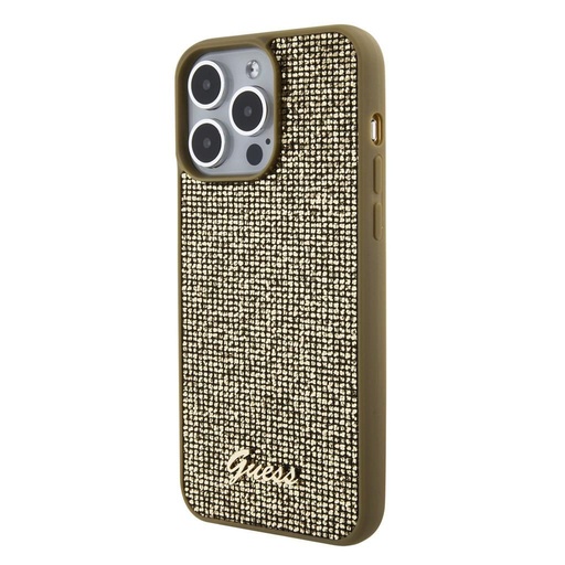 Apple iPhone 15 Pro Max Guess PU Square Mirror Script Logo tok (Arany) - GUHCP15XPMSDGSD