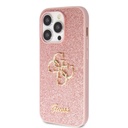 Apple iPhone 15 Pro Guess PU Fixed Glitter 4G Metal Logo tok (Rózsaszín) - GUHCP15LHG4SGP