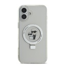 Apple iPhone 16 Plus Karl Lagerfeld Ringstand Karl and Choupette MagSafe tok (Fehér) – KLHMP16MHMRSKCH