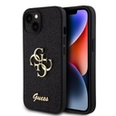 Apple iPhone 15 Guess PU Fixed Glitter 4G Metal Logo tok (Fekete) - GUHCP15SHG4SGK
