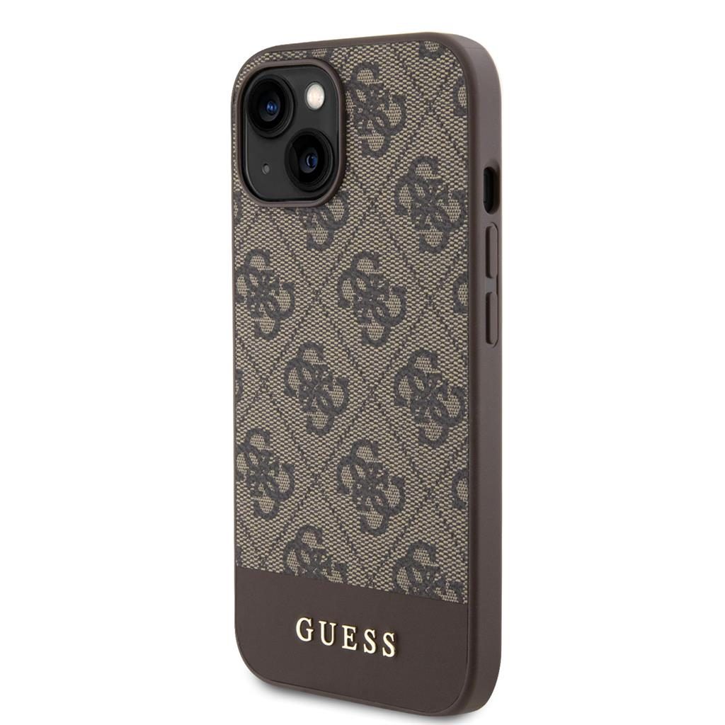 Apple iPhone 15 Guess PU 4G Stripe MagSafe tok (Barna) - GUHMP15SG4GLBR