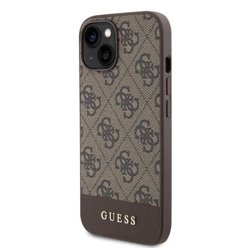 Apple iPhone 15 Guess PU 4G Stripe MagSafe tok (Barna) - GUHMP15SG4GLBR