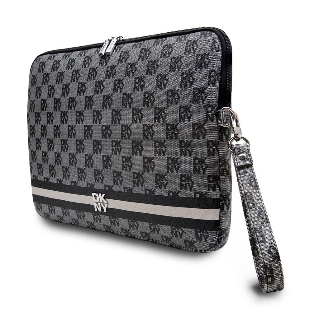 DKNY PU Leather Checkered Pattern and Stripe Laptop tok 15" - 16" (Fekete - DKCS16PVSHLK)
