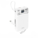 XO PR243 power bank 10000 mAh (Fehér) – gyorstöltés 22.5W, digitális kijelző, USB-C és Lightning kábel