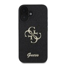 Apple iPhone 16 Guess PU Fixed Glitter 4G Metal Logo tok (Fekete) - GUHCP16SHG4SGK