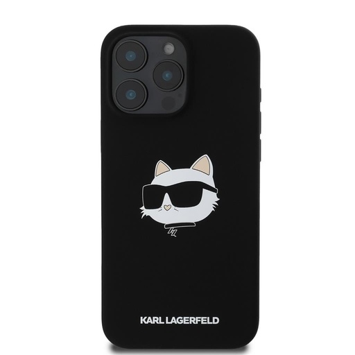 Apple iPhone 16 Pro Karl Lagerfeld Liquid Silicone Choupette Head MagSafe tok (Fekete) – KLHMP16LSCHPPLK