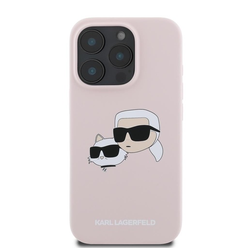 Apple iPhone 16 Pro Karl Lagerfeld Liquid Silicone Double Heads MagSafe tok (Rózsaszín) – KLHMP16LSKCHPPLP