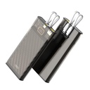 XO PR195 power bank 10000 mAh (Átlátszó) – gyorstöltés PD 20W + QC 22.5W, digitális kijelző, USB-C és Lightning kábel