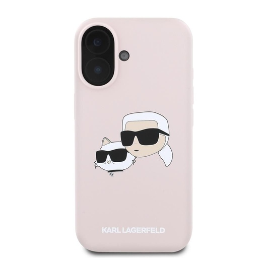 Apple iPhone 16 Karl Lagerfeld Liquid Silicone Double Heads MagSafe tok (Rózsaszín) – KLHMP16SSKCHPPLP