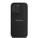 Apple iPhone 16 Pro Guess PU Grained Classic Logo MagSafe tok (Fekete) - GUHMP16LPGHSMMK
